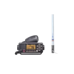 Kit de radio IC-M220 | mas antena marina TX-5101-SYS fabricada en fibra de vidrio con base roscable de acero inoxidable