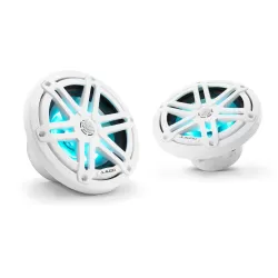 M3-650X-S-Gw-i 6.5-inch (165 mm) Marine Coaxial Speakers, Gloss White Sport Grilles with RGB LED Lighting