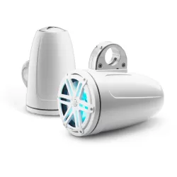 M3-770ETXv3-Gw-S-Gw-i 7.7-inch (196 mm) Enclosed Tower Coaxial System, Gloss White Enclosure, Gloss White Sport Grille with RGB LED Lighting