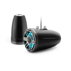 M6-880ETXv3-Sb-S-GmTi-i 8.8-inch (224 mm) Enclosed Tower Coaxial System with Transflective™ LED Lighting, Satin Black Enclosure, Gray Metallic Trim Ring, Titanium Sport Grille