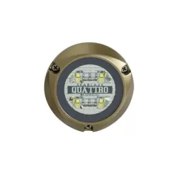 Luz led marina sumergible SeaBlaze Quattro, emite luz de color blanco y azul de 2000 lúmenes, fabricada en bronce naval con grado de protección IP68.